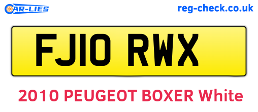 FJ10RWX are the vehicle registration plates.