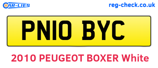 PN10BYC are the vehicle registration plates.