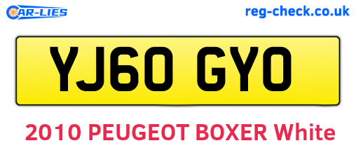 YJ60GYO are the vehicle registration plates.