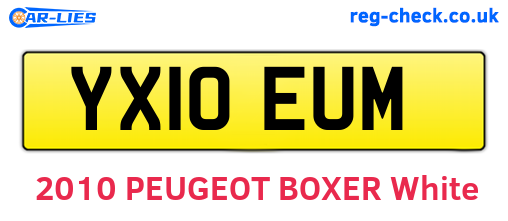 YX10EUM are the vehicle registration plates.