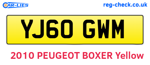 YJ60GWM are the vehicle registration plates.