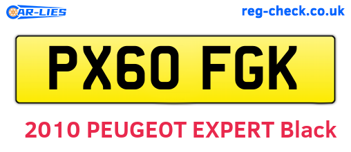 PX60FGK are the vehicle registration plates.