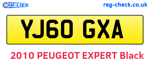 YJ60GXA are the vehicle registration plates.