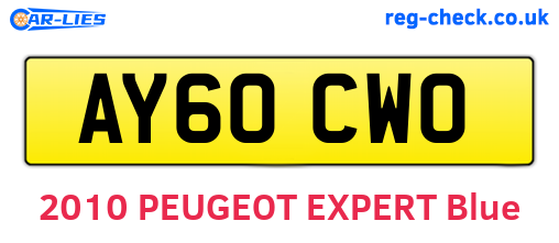 AY60CWO are the vehicle registration plates.