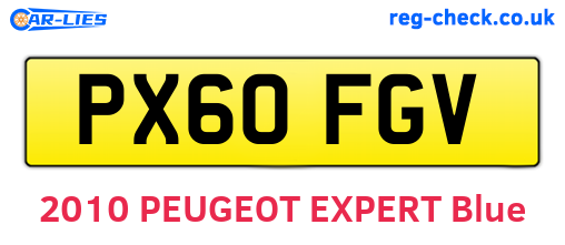 PX60FGV are the vehicle registration plates.
