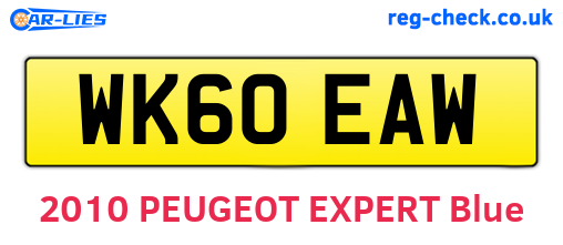 WK60EAW are the vehicle registration plates.