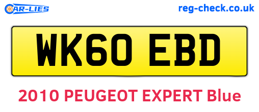 WK60EBD are the vehicle registration plates.