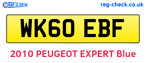 WK60EBF are the vehicle registration plates.
