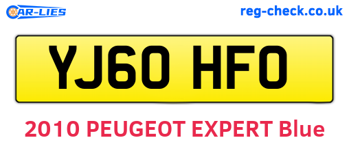 YJ60HFO are the vehicle registration plates.