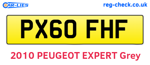 PX60FHF are the vehicle registration plates.