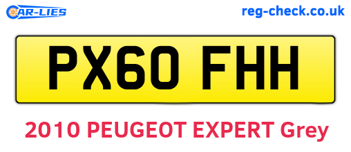 PX60FHH are the vehicle registration plates.