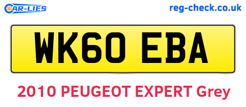 WK60EBA are the vehicle registration plates.