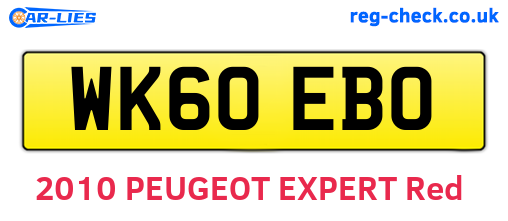 WK60EBO are the vehicle registration plates.