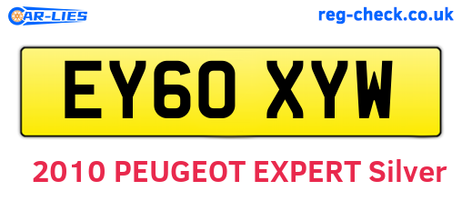 EY60XYW are the vehicle registration plates.