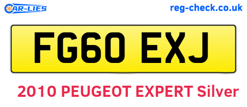 FG60EXJ are the vehicle registration plates.
