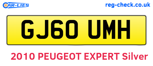 GJ60UMH are the vehicle registration plates.
