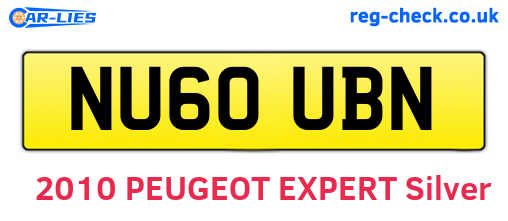 NU60UBN are the vehicle registration plates.