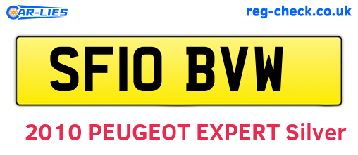SF10BVW are the vehicle registration plates.