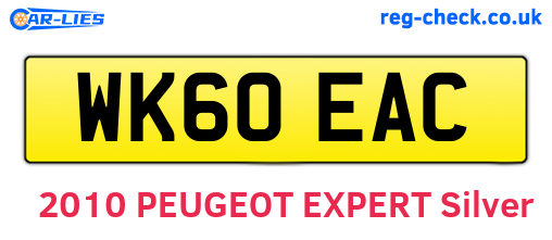 WK60EAC are the vehicle registration plates.