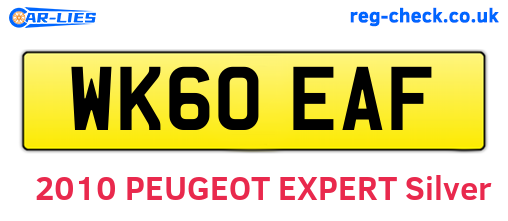 WK60EAF are the vehicle registration plates.