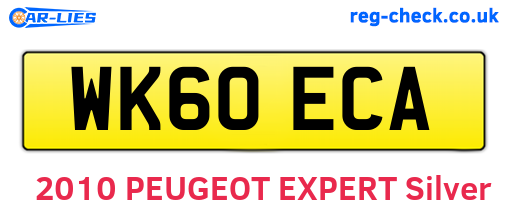 WK60ECA are the vehicle registration plates.