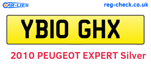 YB10GHX are the vehicle registration plates.
