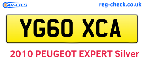 YG60XCA are the vehicle registration plates.