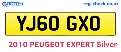 YJ60GXO are the vehicle registration plates.