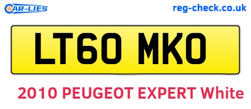 LT60MKO are the vehicle registration plates.