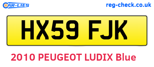 HX59FJK are the vehicle registration plates.