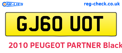 GJ60UOT are the vehicle registration plates.