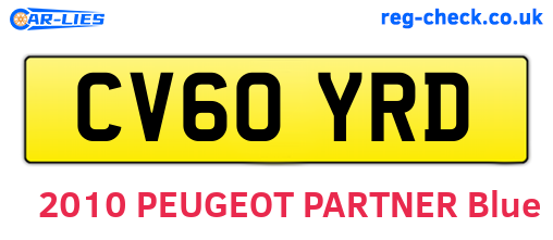 CV60YRD are the vehicle registration plates.