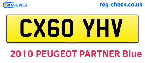 CX60YHV are the vehicle registration plates.