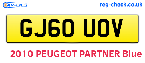 GJ60UOV are the vehicle registration plates.