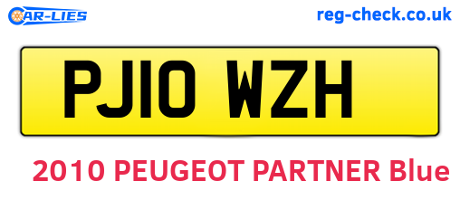 PJ10WZH are the vehicle registration plates.