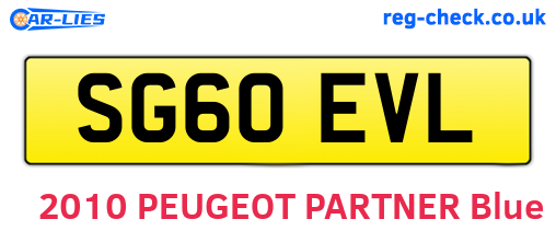 SG60EVL are the vehicle registration plates.