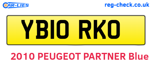 YB10RKO are the vehicle registration plates.