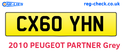 CX60YHN are the vehicle registration plates.