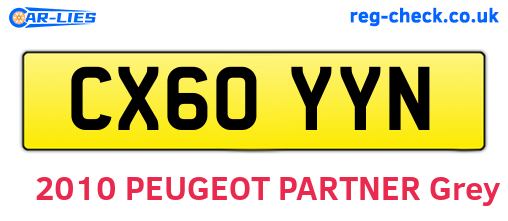 CX60YYN are the vehicle registration plates.