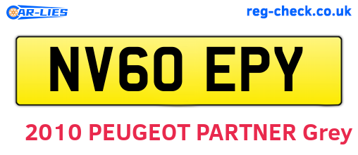 NV60EPY are the vehicle registration plates.