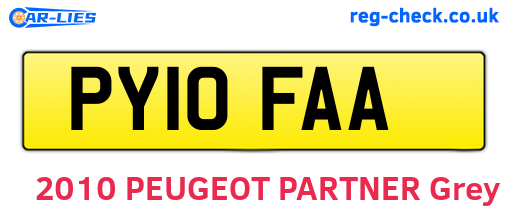 PY10FAA are the vehicle registration plates.