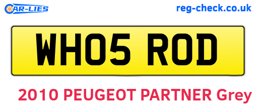 WH05ROD are the vehicle registration plates.