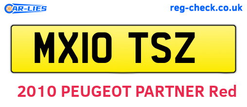 MX10TSZ are the vehicle registration plates.