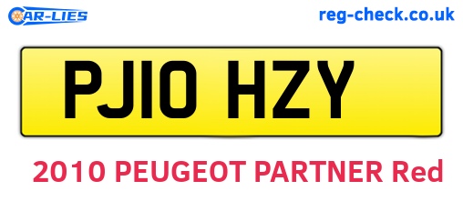 PJ10HZY are the vehicle registration plates.