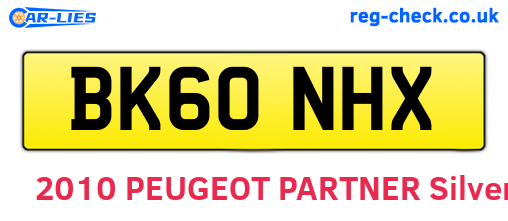 BK60NHX are the vehicle registration plates.
