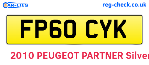 FP60CYK are the vehicle registration plates.
