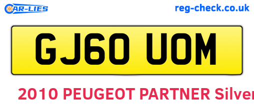 GJ60UOM are the vehicle registration plates.