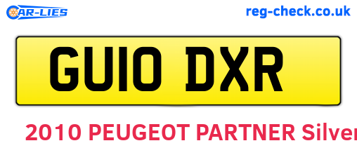 GU10DXR are the vehicle registration plates.
