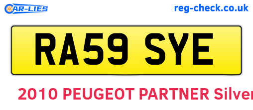 RA59SYE are the vehicle registration plates.