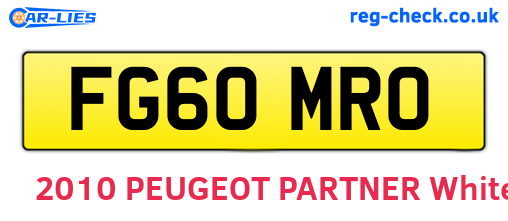 FG60MRO are the vehicle registration plates.
